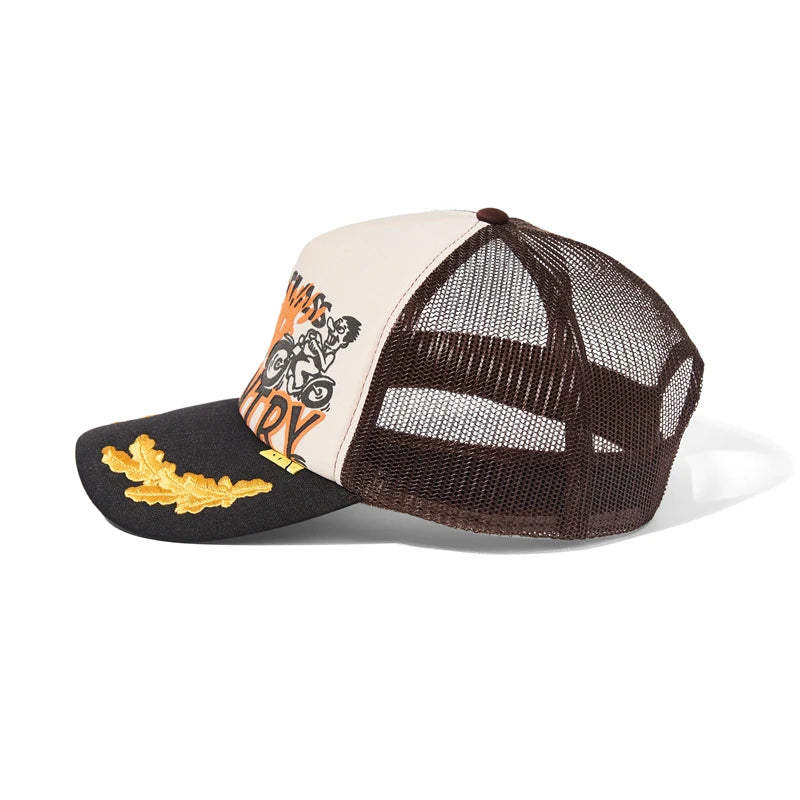 25SS High Street Hirata Hohiro Retro Japan Style Hats Men's Casual Graffiti Printed Smiling Face Caps for Women Baseball Cap