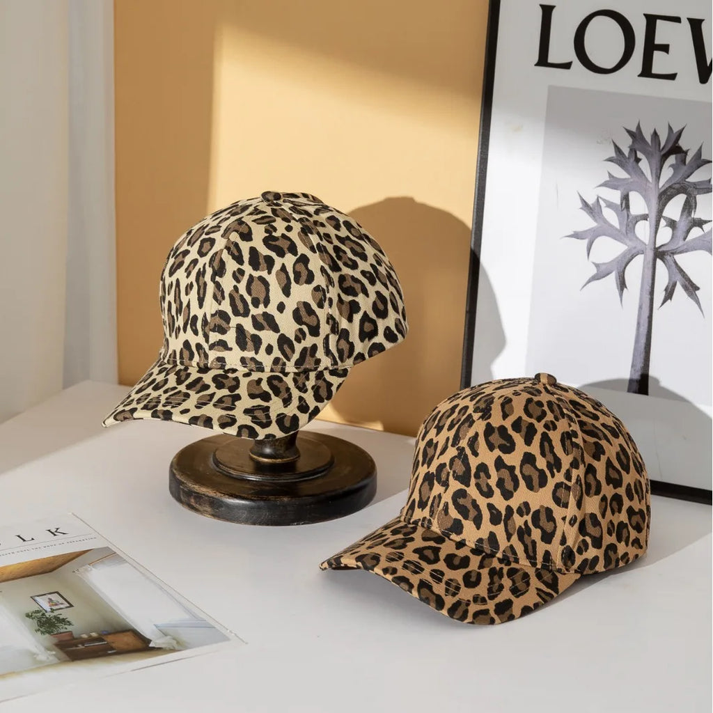 Leopard Print Peaked Cap Korean Retro Y2K Leopard Print Baseball Cap for Women, Breathable, Face Slimming, Ins Style Peaked Cap