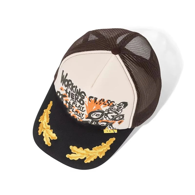 25SS High Street Hirata Hohiro Retro Japan Style Hats Men's Casual Graffiti Printed Smiling Face Caps for Women Baseball Cap